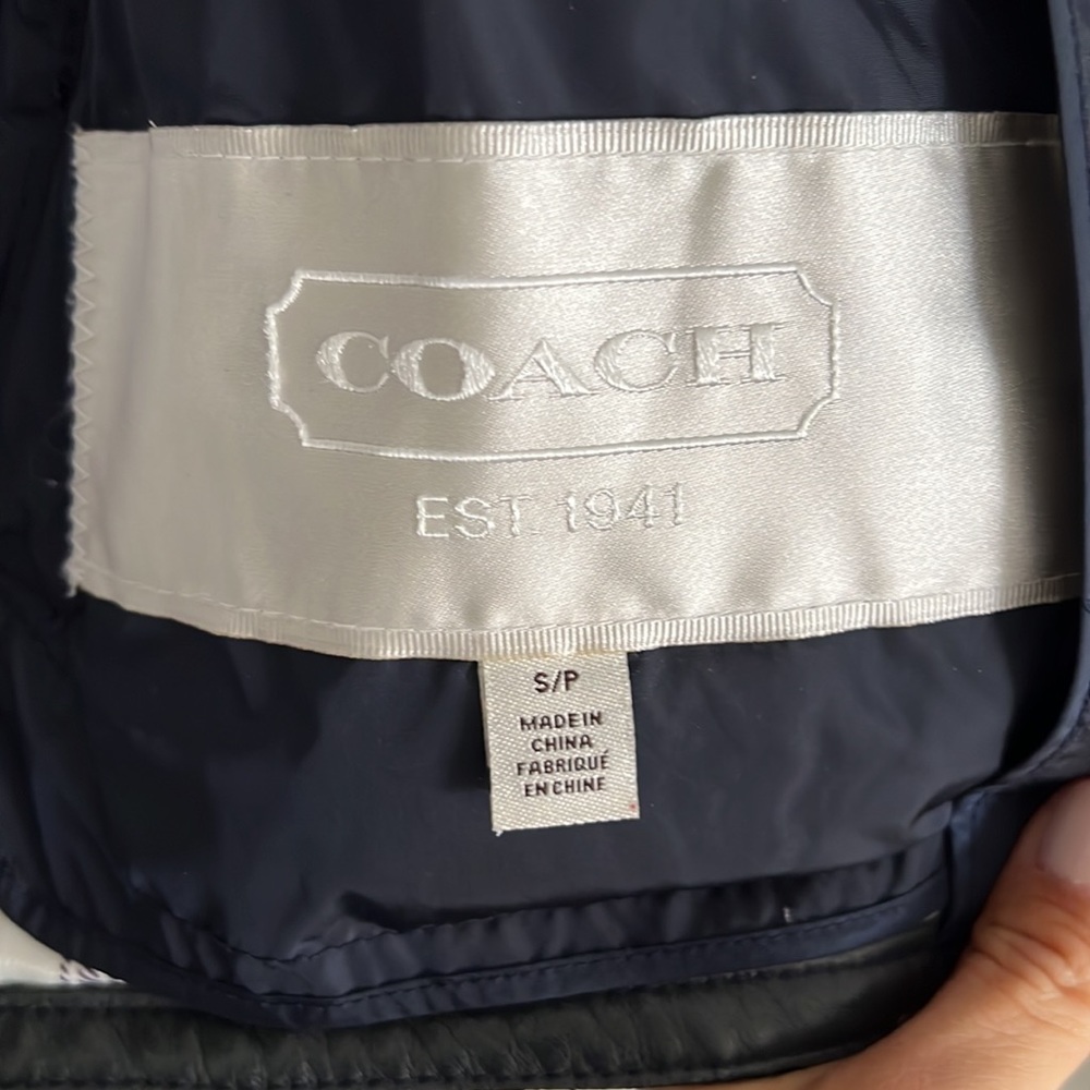 Coach Blue leather trim jacket size small